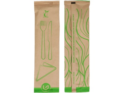 Bestikpose Verive L205xB60mm Voksbehandlet Træ FSC med Kniv Gaffel Serviet Natur