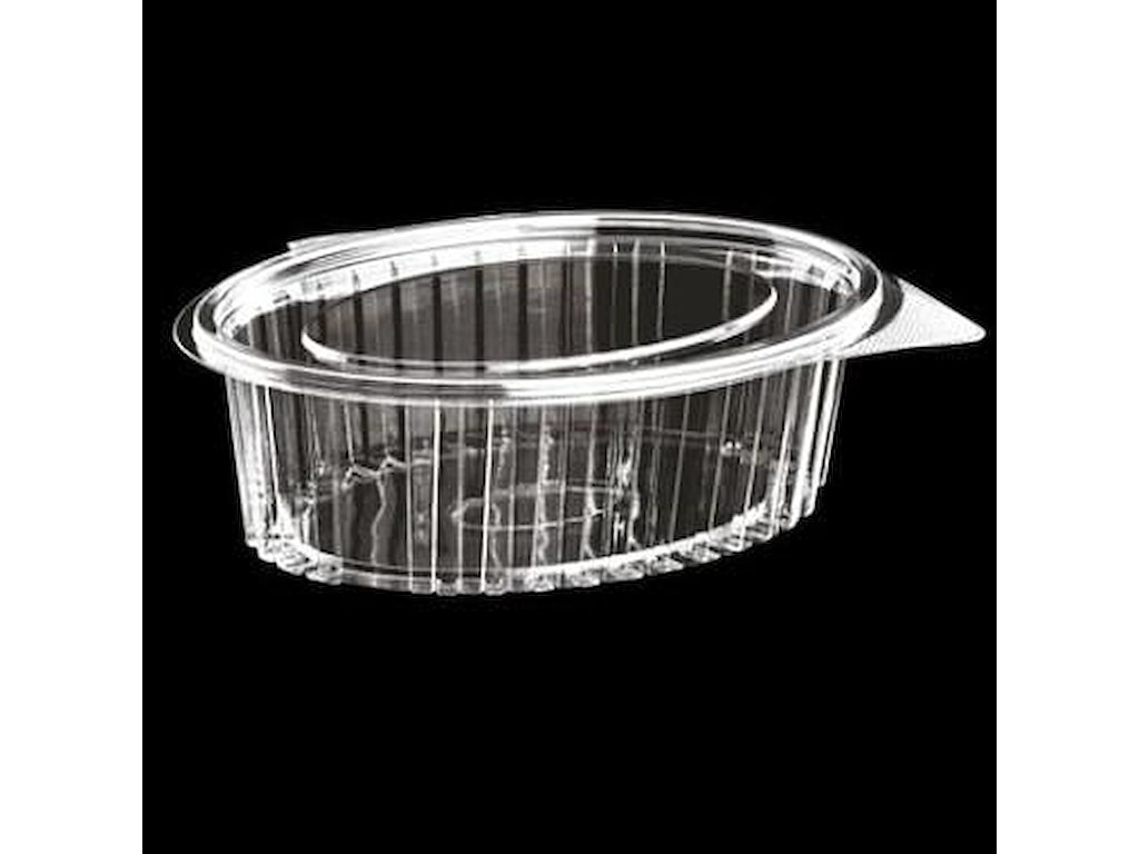 Plastbæger Catersource 500 ml 127x160x57 mm Oval Hængslet låg RPET Klar