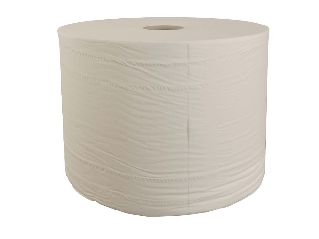 Aftørringsrulle Industri Extra Soft 1-lag Uperfo. Ø38xB33cmxL1200m Nyfiber Hvid