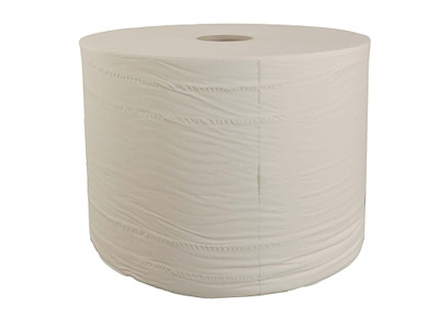 Aftørringsrulle Industri Extra Soft 1-lag Uperfo. Ø38xB33cmxL1200m Nyfiber Hvid