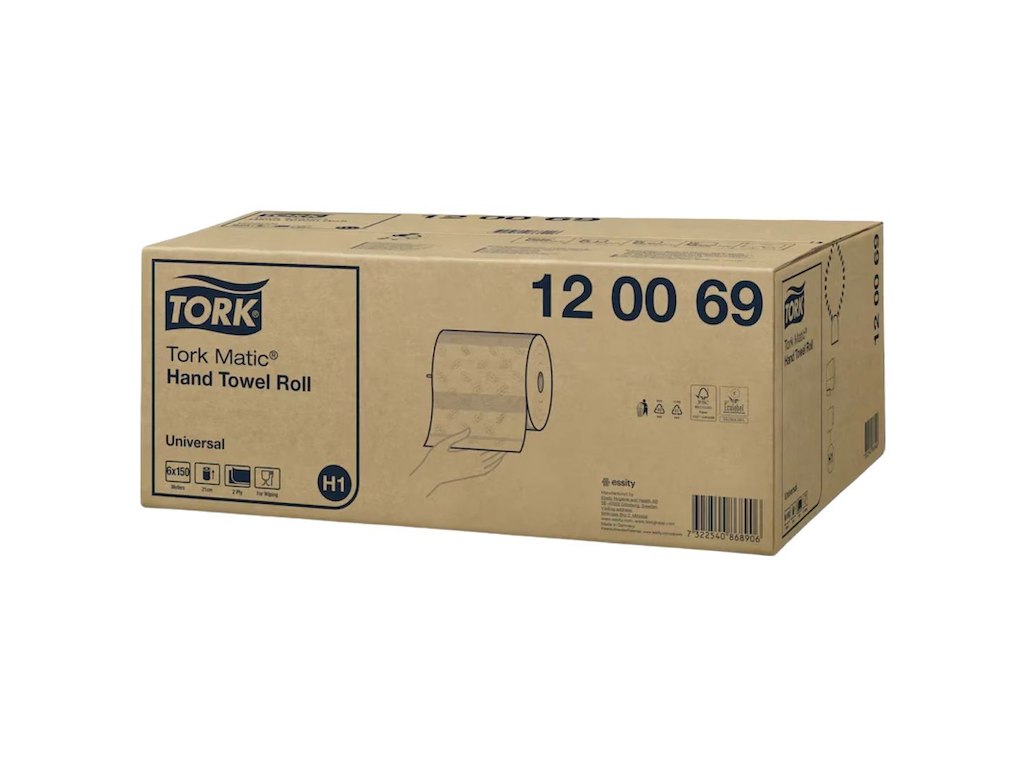 Håndklæderulle Tork Matic Universal H1 System 2-lag 150 m Hvid