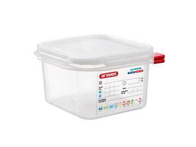 Beholder Araven lufttæt L17.6xB16.2xH10cm 1/6GN 1.7ltr polypropylen låg klar