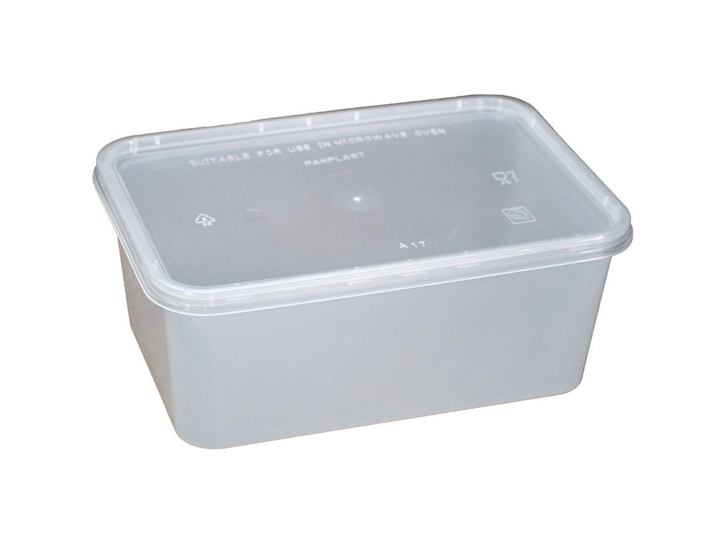 Plastbakke 1000 ml 120x175x70 mm Klar Nudelbakke til Microovn med Låg