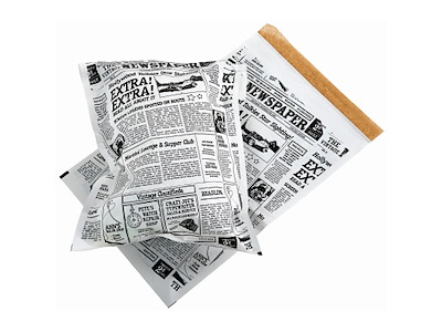 Pose Old News 45x28.5 cm med Tapelukning Papir/PE
