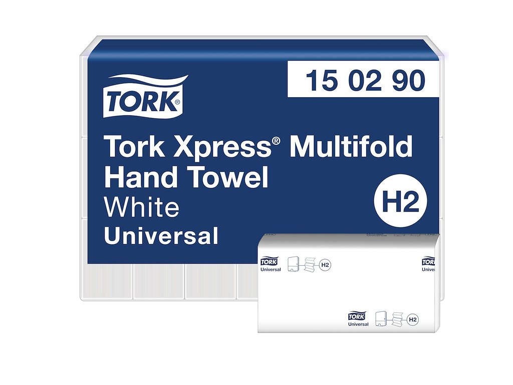 Håndklædeark Tork Xpress H2 Multifold 2-lag L25,5xB19,6xD8cm 100%genanvendt Hvid