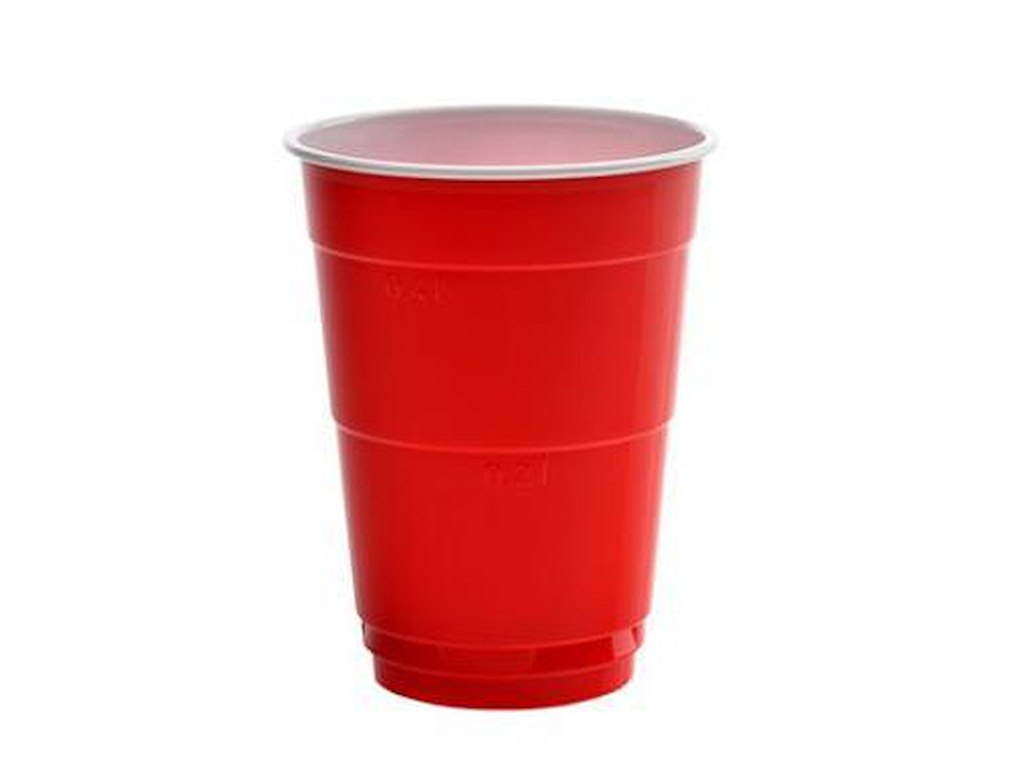 Plastglas 40 cl Ø95x121 mm PS Rød party med Hvid inderside - Inkl. Afgift