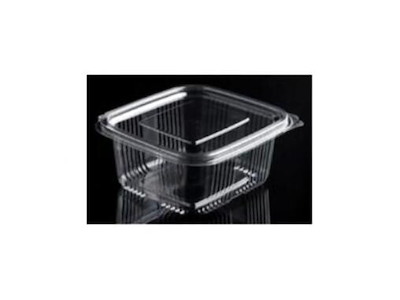 Plastbæger Catersource 500 ml 90x105x55 mm firkantet hængslet låg RPET Klar, 600 stk