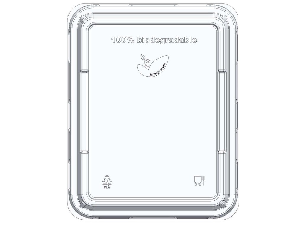 Plastlåg 227x178x22 mm PLA klar til bakker af træfibermasse