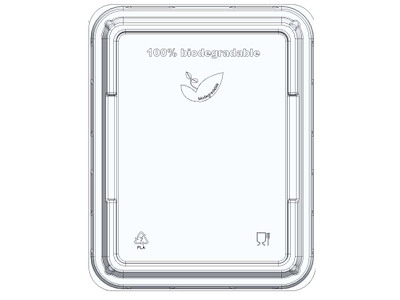 Plastlåg 227x178x22 mm PLA klar til bakker af træfibermasse