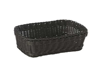 Brødkurv 31x21x9 cm Rektangulær Kraftig flet PP Sort