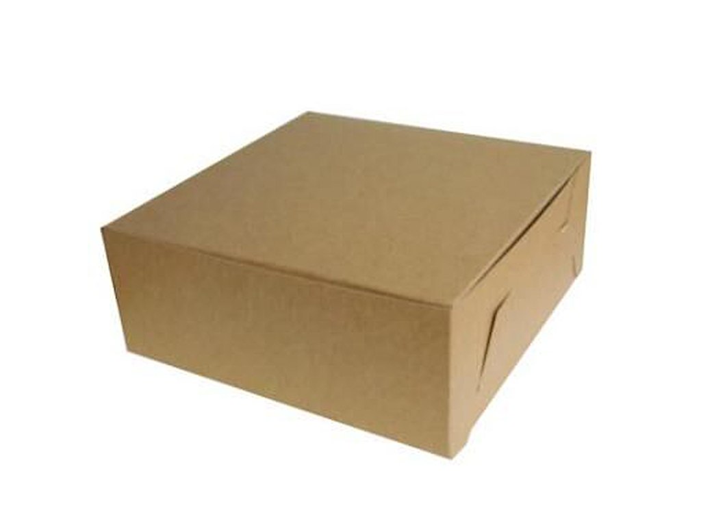 Kageæske fold selv SE-model L280xB280xH100mm pap med låg uden rude brun/hvid