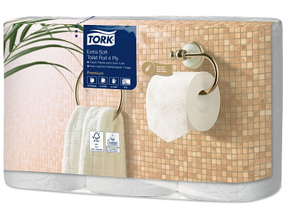 Toiletpapir Tork Premium Extra Soft 4-lag L18.8mxB9cm Nyfiber Hvid