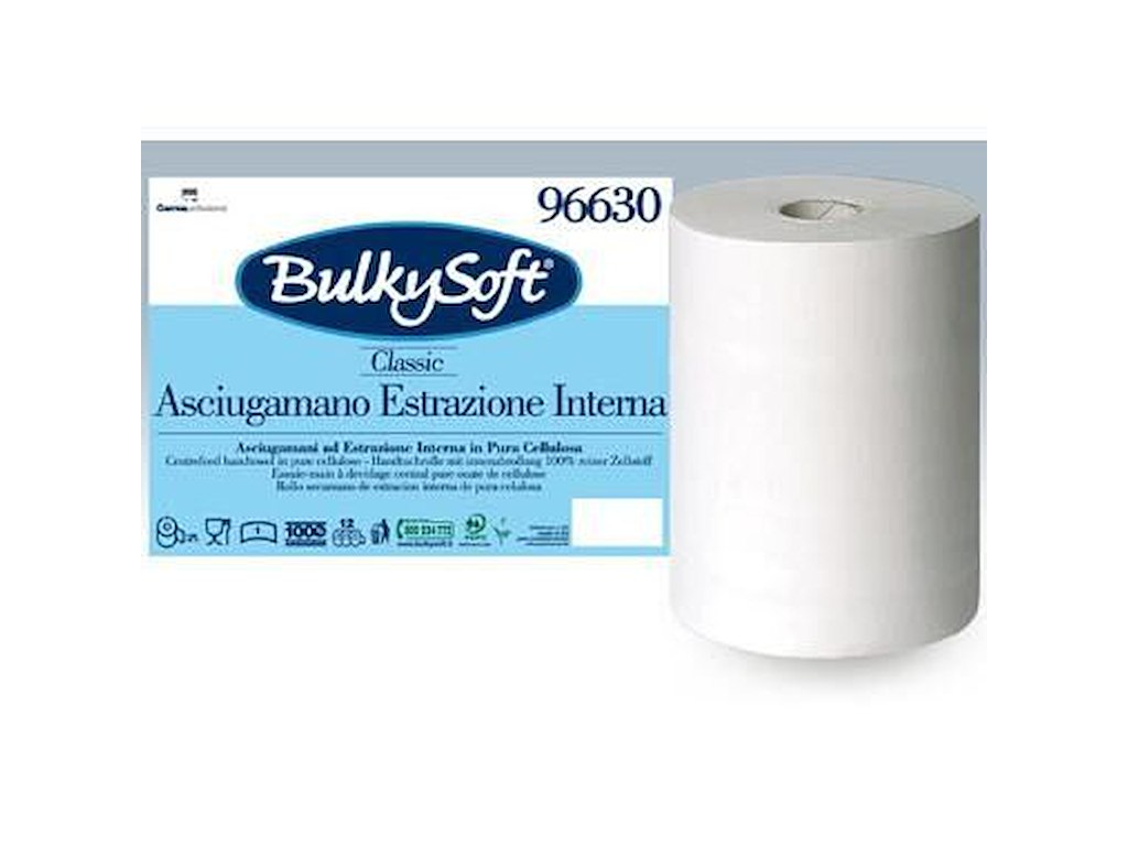 Håndklæderulle Bulky Soft 1-lag 120 m med Hylse Hvid