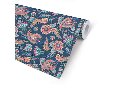 Gavepapir Paisley 165 m/rl Ø15xH38cm Mørkeblå