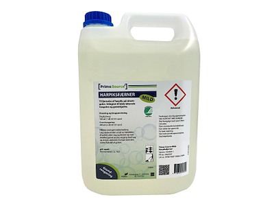 Harpiksfjerner Prime Source Mild Svanemærket højalkalisk til halgulve 5 ltr