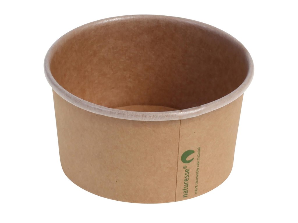 Isbæger 240 ml 8 oz Ø96x52 mm kraft pap PLA bionedbrydelig Brun