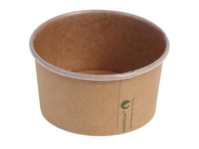 Isbæger 240 ml 8 oz Ø96x52 mm kraft pap PLA bionedbrydelig Brun