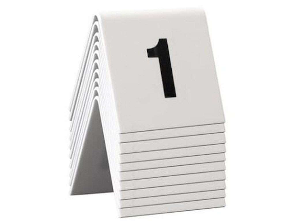 Bordskilt Securit nr. 1-10 L5xB4xH5cm Akryl Hvid