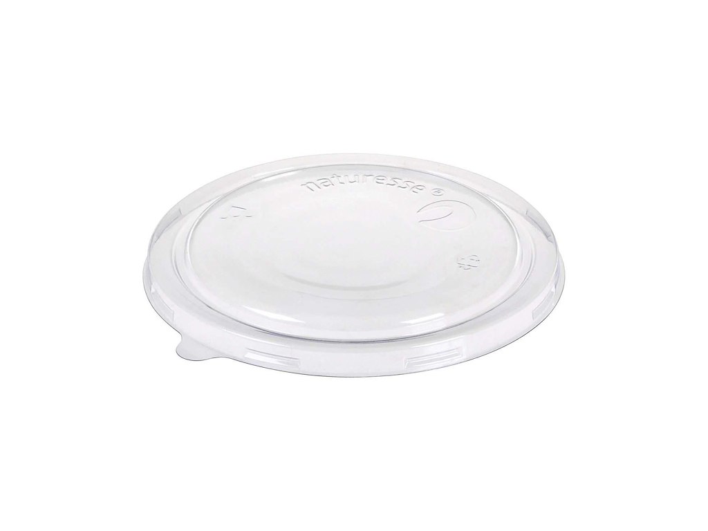 Plastlåg Ø120x10 mm rund bionedbrydelig PLA klar til bakke 360 ml