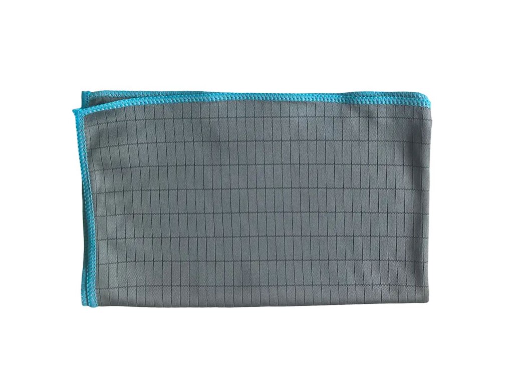 Microfiber viskestykke 50 x 60 cm, gråt/turkis kant