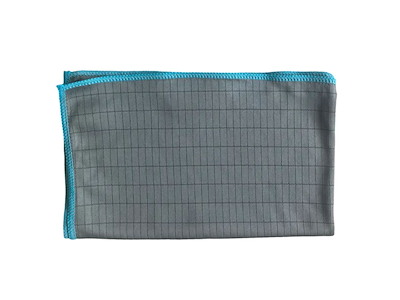 Microfiber viskestykke 50 x 60 cm, gråt/turkis kant