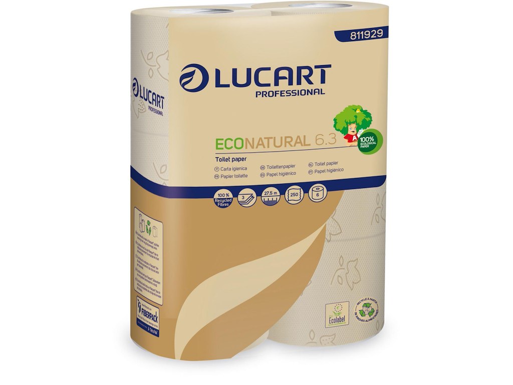 Toiletpapir Lucart Professional Econatural 6,3 Ø12.0cmx27,5m 3-lags med hylse