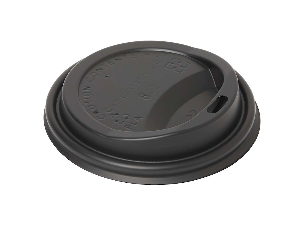 Drikkelåg CPLA Ø80xH17mm Til Kaffebæger Sort