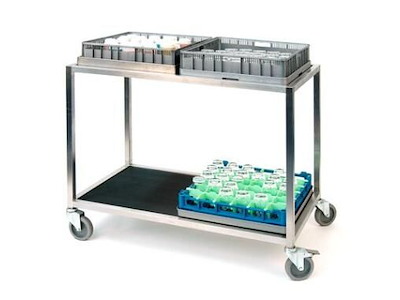 Rullebord 109x58x89 cm 2 hylder med Kant Rustfri stål