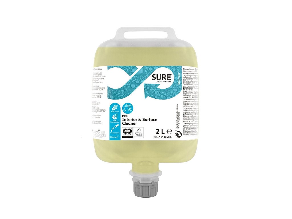 Universalrengøring SURE Interior&Surface DVM u farve/parfum Ecolabel 2 ltr