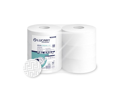 Toiletpapir Jumbo Aquastream 340 B9.1cmxL340m 2-lags Ecolabel med Hylse Hvid