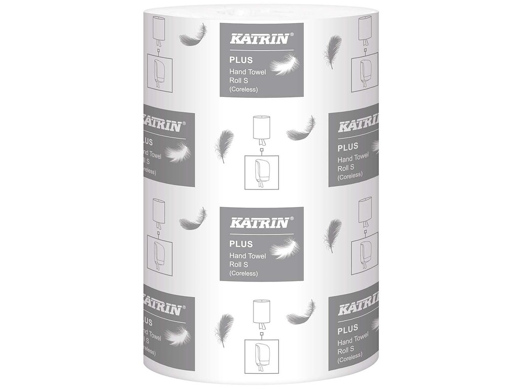 Håndklæderulle Katrin Plus S 2-lag Ø13xB20.5cmxL60m U/Hylse Nyfiber Hvid