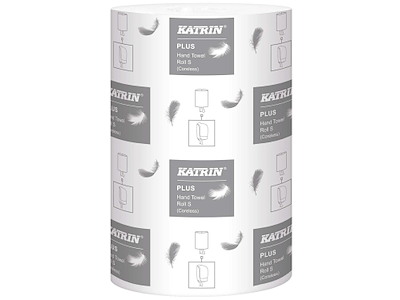 Håndklæderulle Katrin Plus S 2-lag Ø13xB20.5cmxL60m U/Hylse Nyfiber Hvid