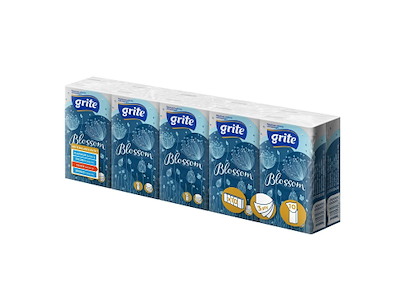 Lommetørklæde Blossom 21x21 cm 3 lag Hvid