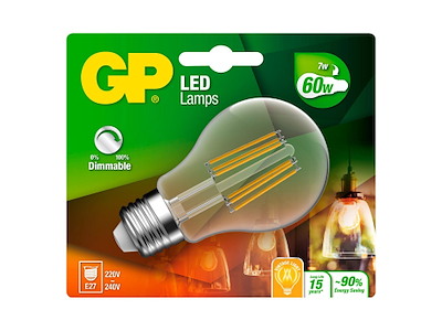 LED Pære GP Filament E27 7Watt 806 Lumen Dæmpbar