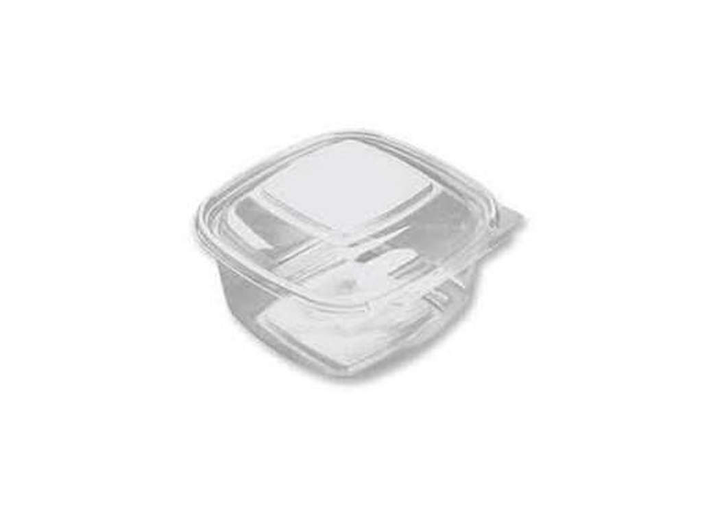 Plastbakke SquarePac 500 ml 130x127x64 mm Hængslet låg APET Klar