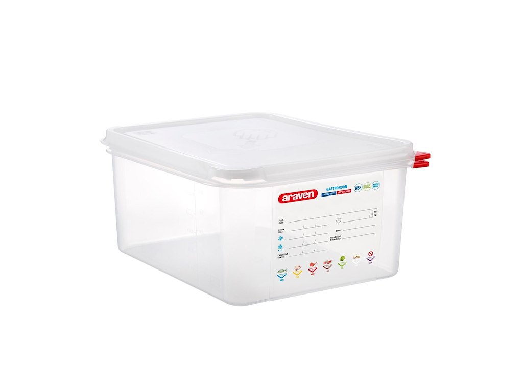 Beholder Araven lufttæt L32.5xB26.5xH15cm 1/2GN 10ltr polypropylen låg klar
