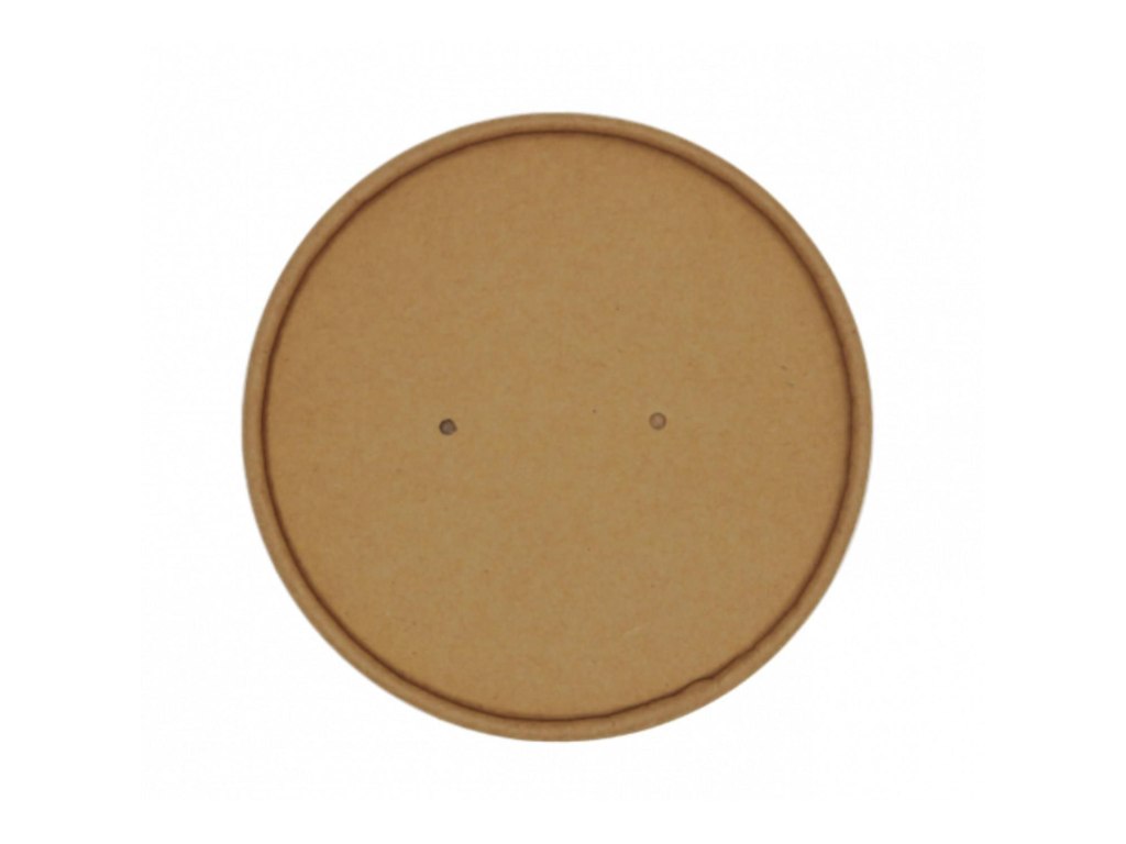 Låg Pap Ø150 mm PE-belagt m/ventilationshul Kraft Brun t/salatbæger 500/1000 ml