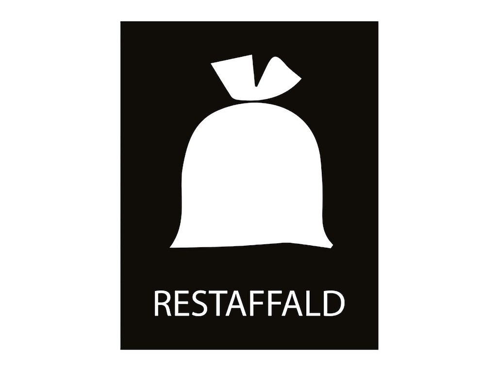 Piktogram restaffald L120xB82mm hvidt uden baggrund