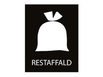 Piktogram restaffald L120xB82mm hvidt uden baggrund