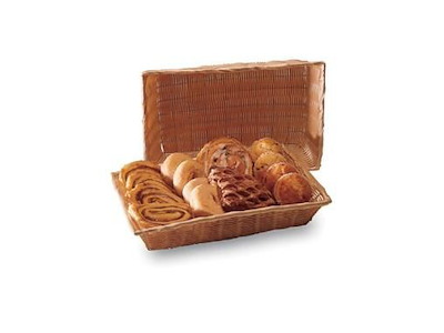 Brødkurv 41x28x8 cm Plastflet Lysbrun