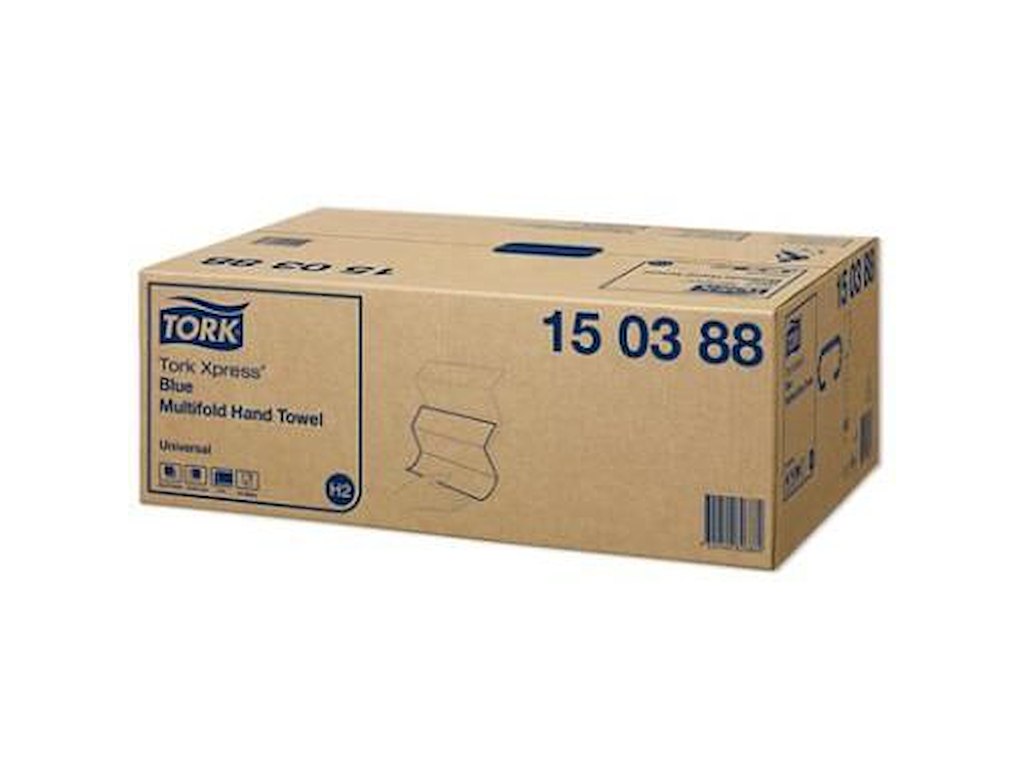 Håndklædeark Tork Universal H2 Z-Fold 2-lag L23.4xB21.3xD7.8cm Genbrug Blå