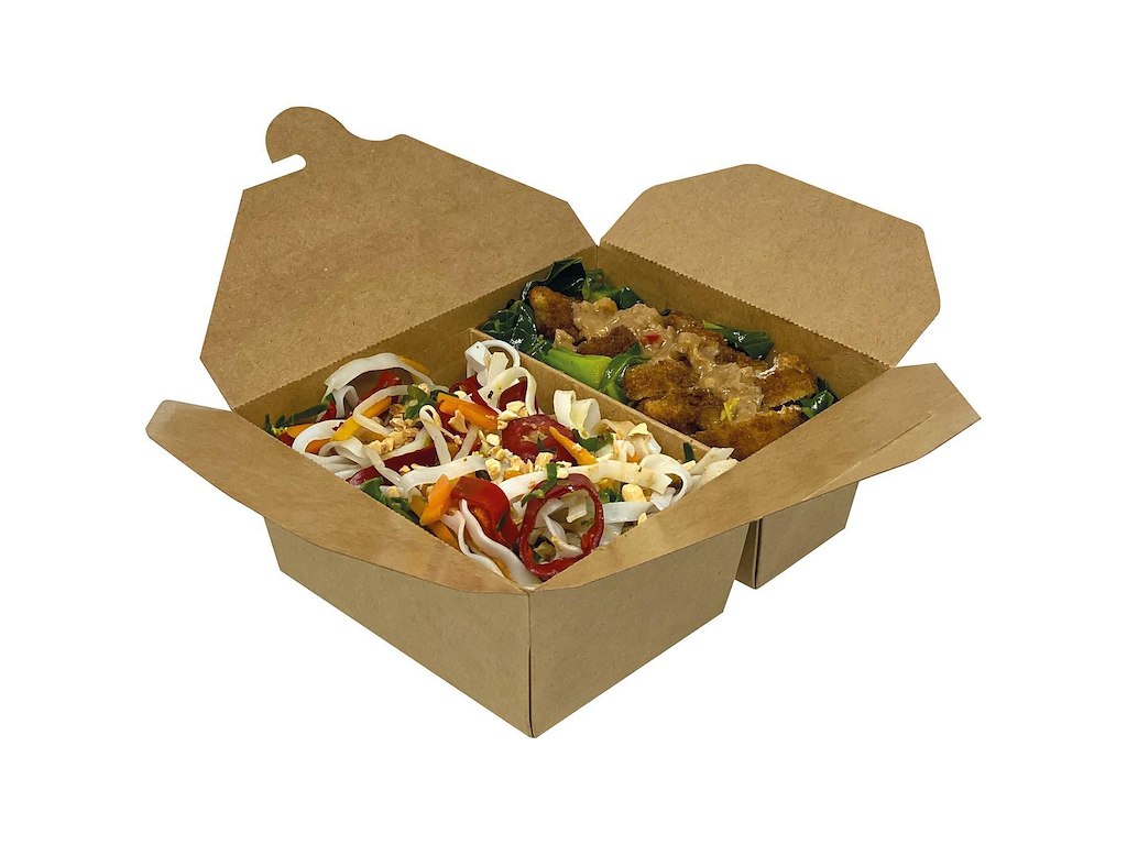 Boks Catersource 2-Rum 380/670ml L170/150xB135/120xH65mm Pap/PE  Brun