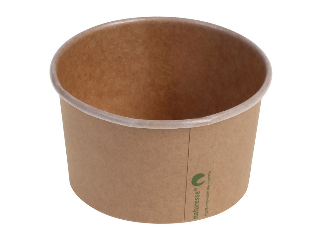 Isbæger 340 ml 12 oz Ø105x60 mm kraft pap PLA bionedbrydelig Brun