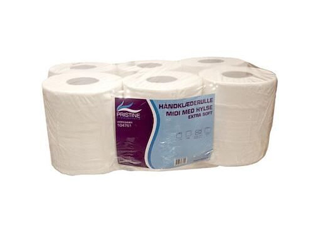 Håndklæderulle Pristine Extra Soft 2-lag Ø19xB22cmxL135m M/Hylse Nyfiber Hvid