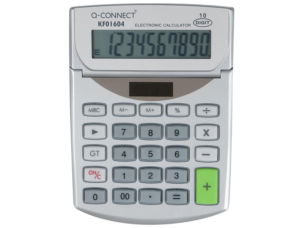 Lommeregner Q-Connect med justerbart display solcelle og batteri L138xB103xH31mm