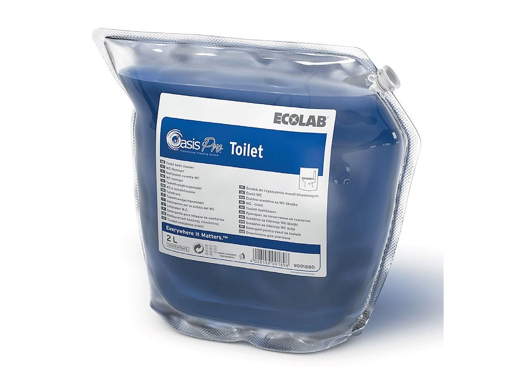 Toiletrens Flydende Oasis Pro Toilet 2ltr med Parfume Blå Stærkt Surt