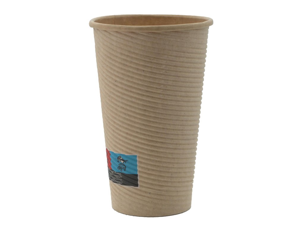 Kaffebæger Pap Ø90xH135mm 40cl 16oz Rippled Light Brun