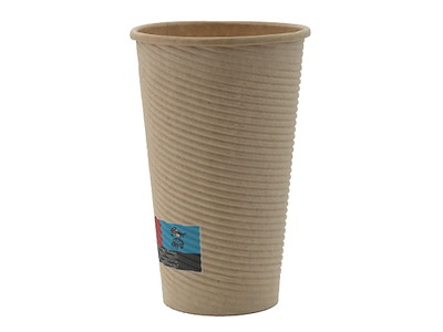 Kaffebæger Pap Ø90xH135mm 40cl 16oz Rippled Light Brun