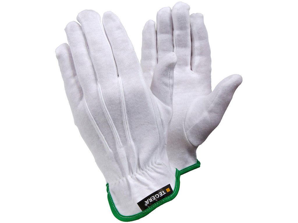 Handske str 9 Strålesyet uden Dotter Bomuld Hvid/Grøn
