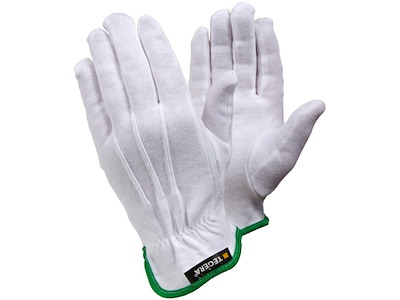 Handske str 9 Strålesyet uden Dotter Bomuld Hvid/Grøn